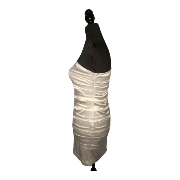 Sakura PLATINUM Womens Cocktail Dress Silver Gray Ruched Strapless Side Zip SZ S - Picture 4 of 12